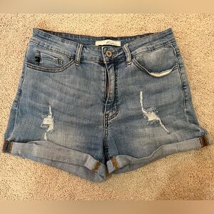 Kancan Women’s Blue Distressed Denim High Waist Shorts Size 28